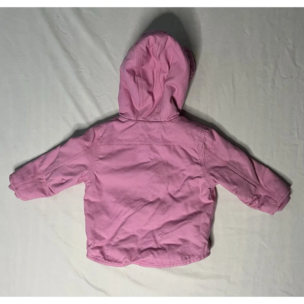Carhartt Sherpa Lined Jacket Girl's Size 18M Pink Full Zip Hooded